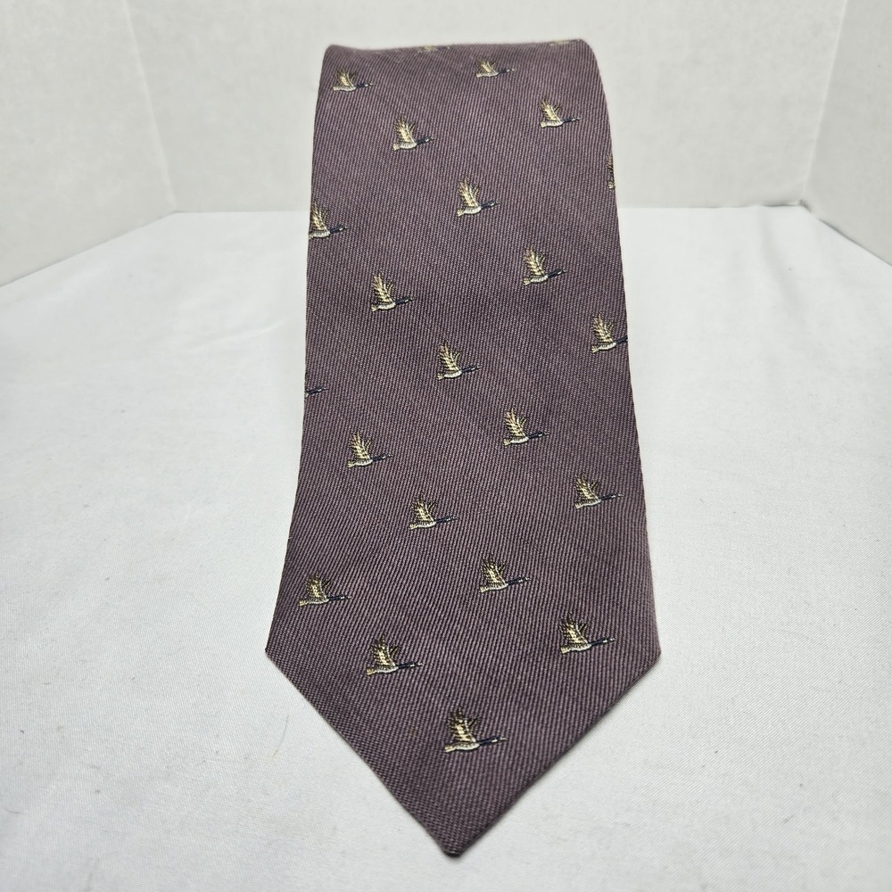 VTG 70s Robert Talbott Silk Wool Neck Tie Duck Dusty Purple Country Heritage USA